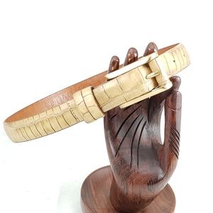 Joan & David Yellow Tan Leather Belt Small